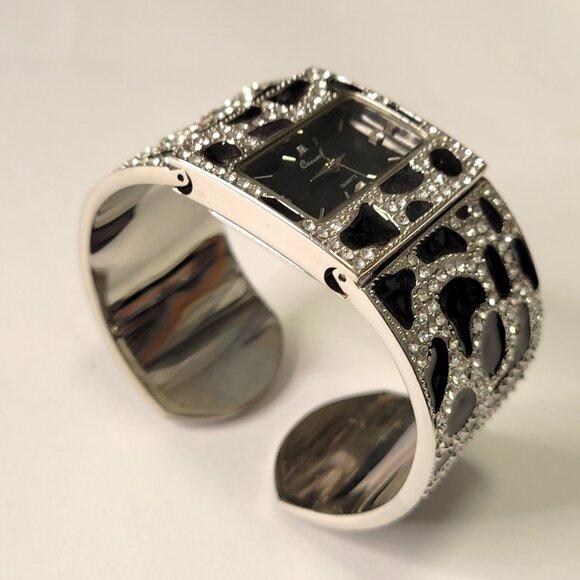 OSIROCK Sequin Black Sparkly Cuff Bangle Watch - Picture 3 of 16